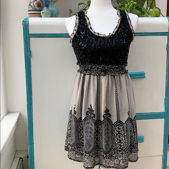 American Rag Dresses & Skirts - American Rag Boho Mini Dress, Sparkly Sequin Festival Dress, Lace Patterned